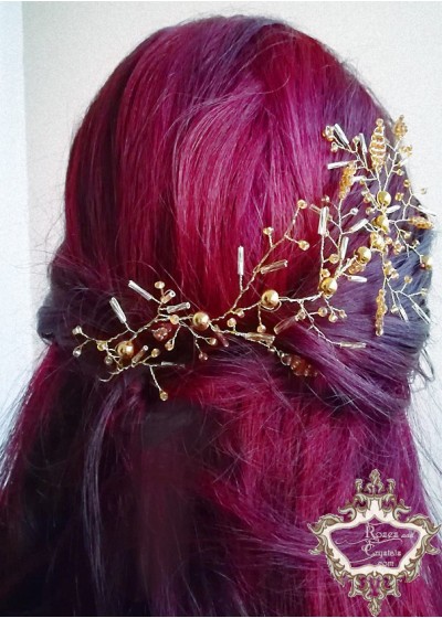 Абитуриентска украса за коса Hair vine в златно- Belle Epoque- Gold Branch